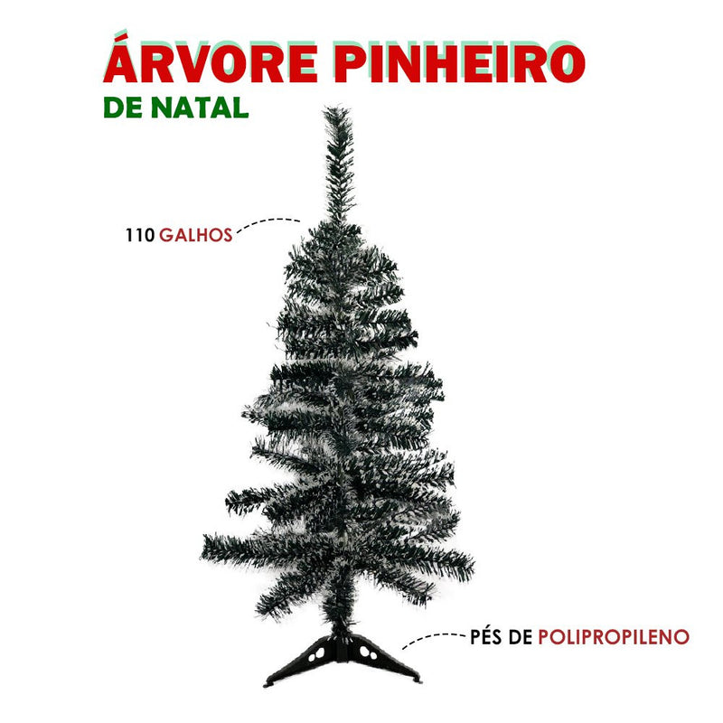 Árvore Pinheiro De Natal Luxo Verde Nevada 1,20 m 110 Galhos