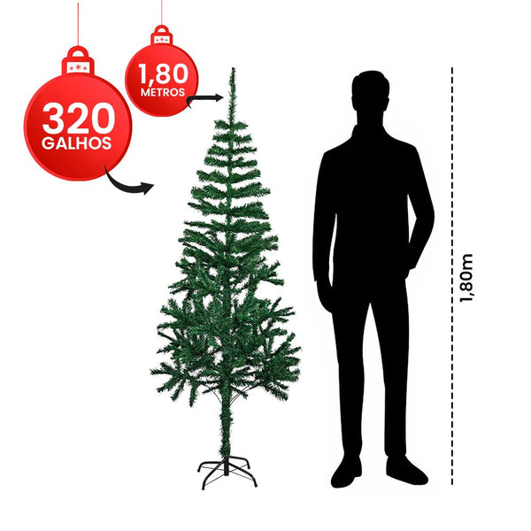 Árvore De Natal Pinheiro Tradicional 1,80m 320 Galhos